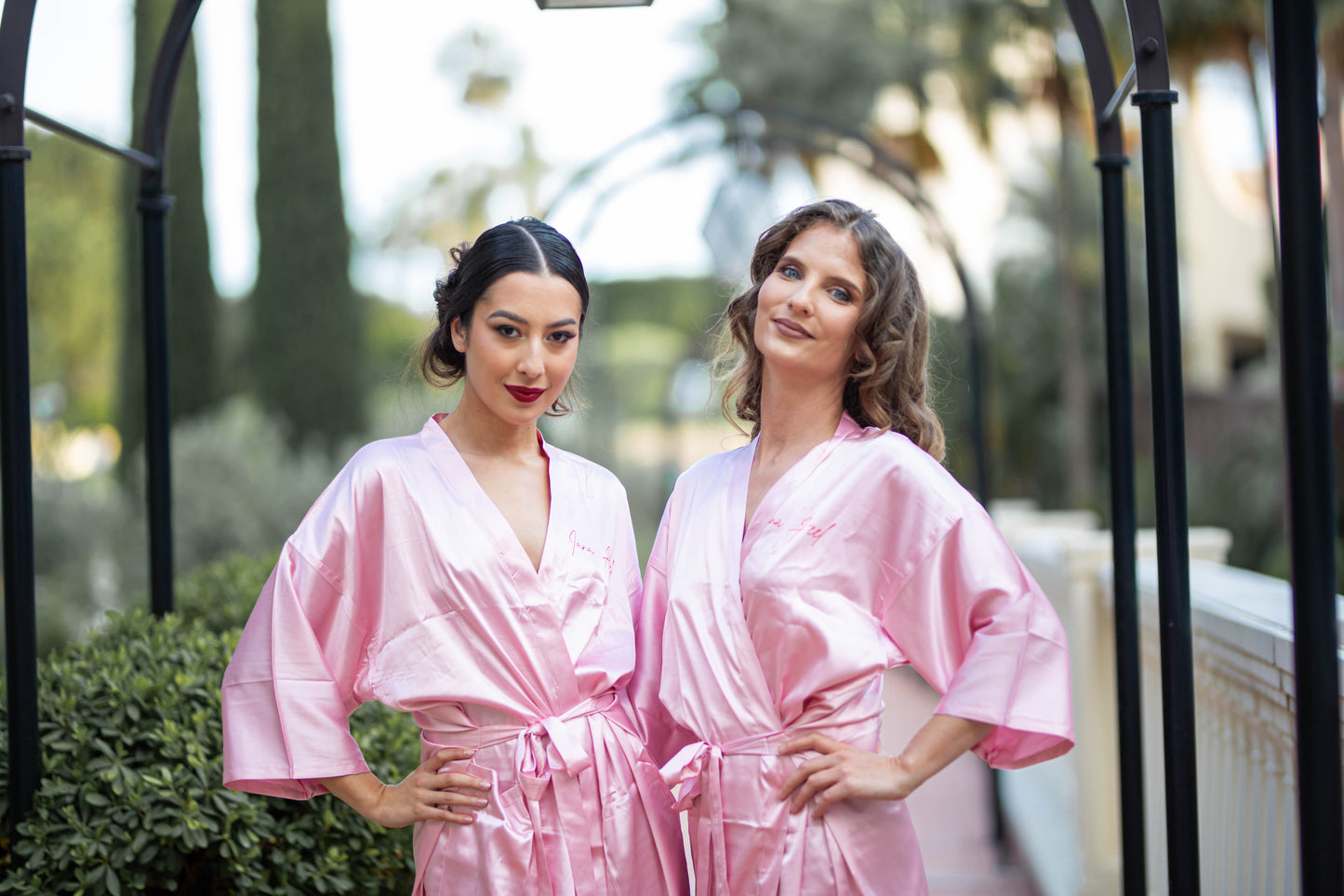 Dressing gowns robes - Pink iconic Iana Heel satin robe