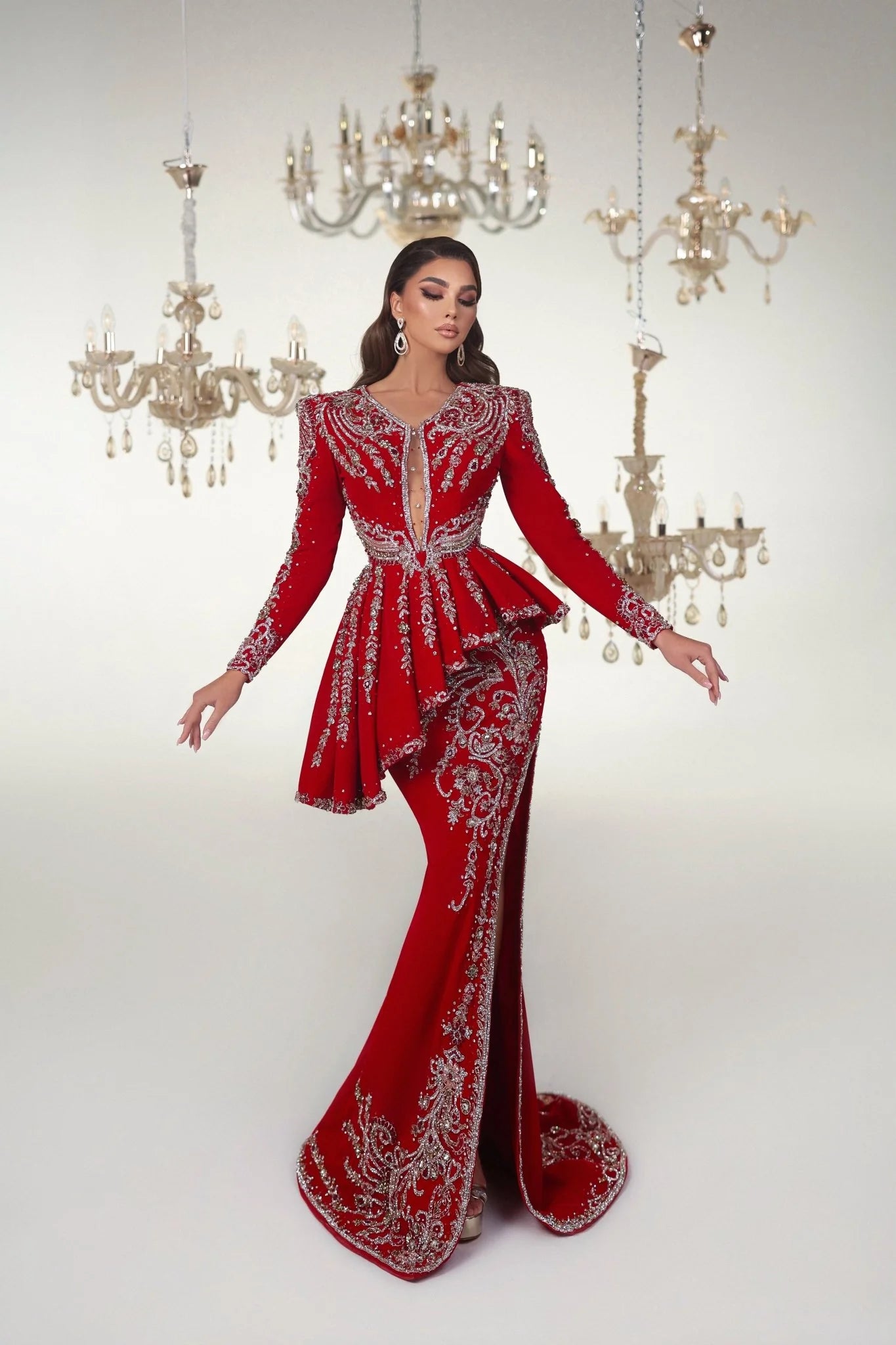 Brilliance Red Dress with Gemstones