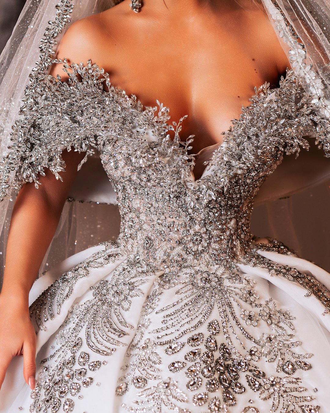 Royal Bridal Dress Embellished with Crystals