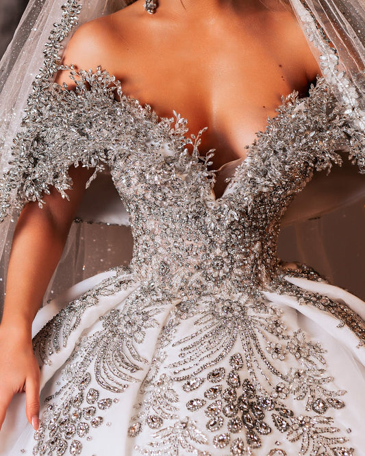 Royal Bridal Dress Embellished with Crystals