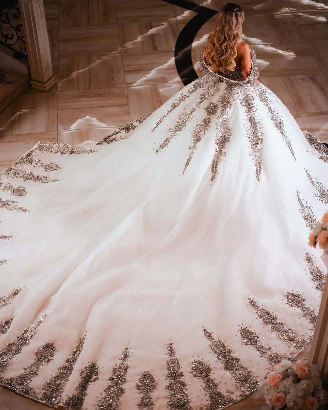 Royal Bridal Dress Embellished with Crystals