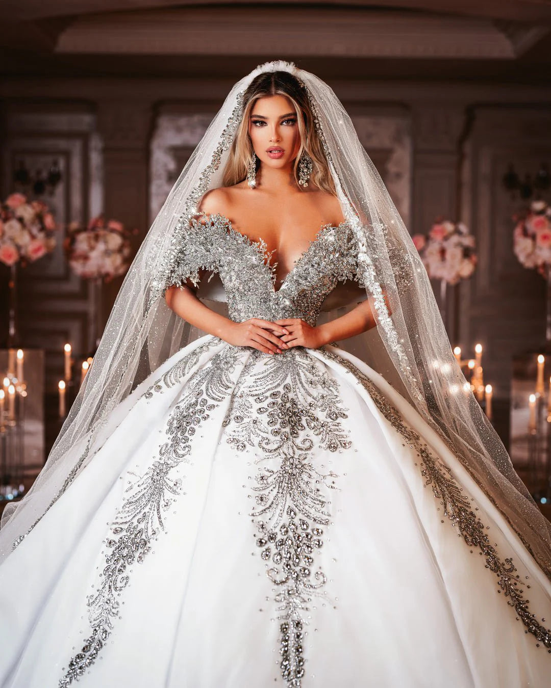 Royal Bridal Dress Embellished with Crystals