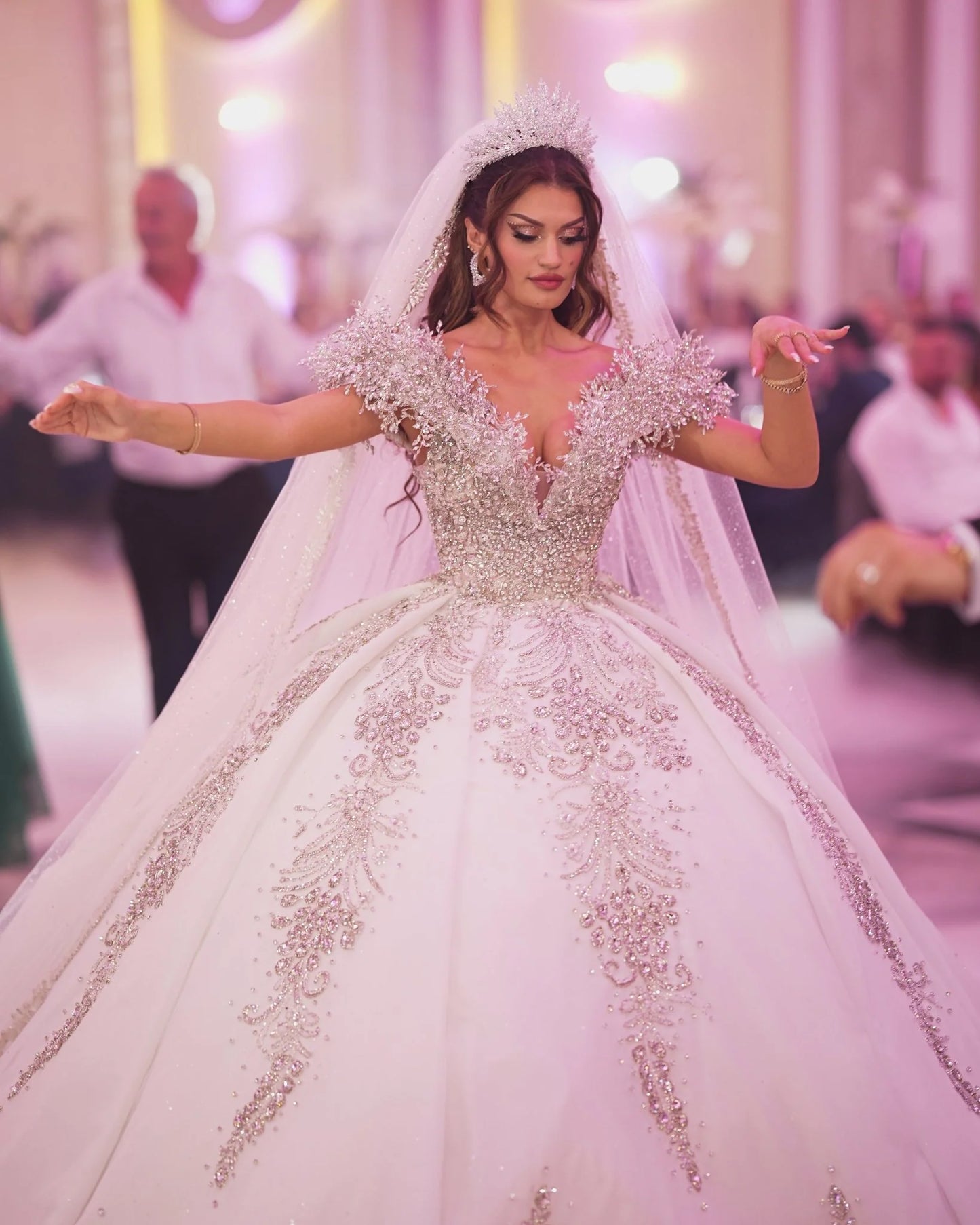 Royal Bridal Dress Embellished with Crystals